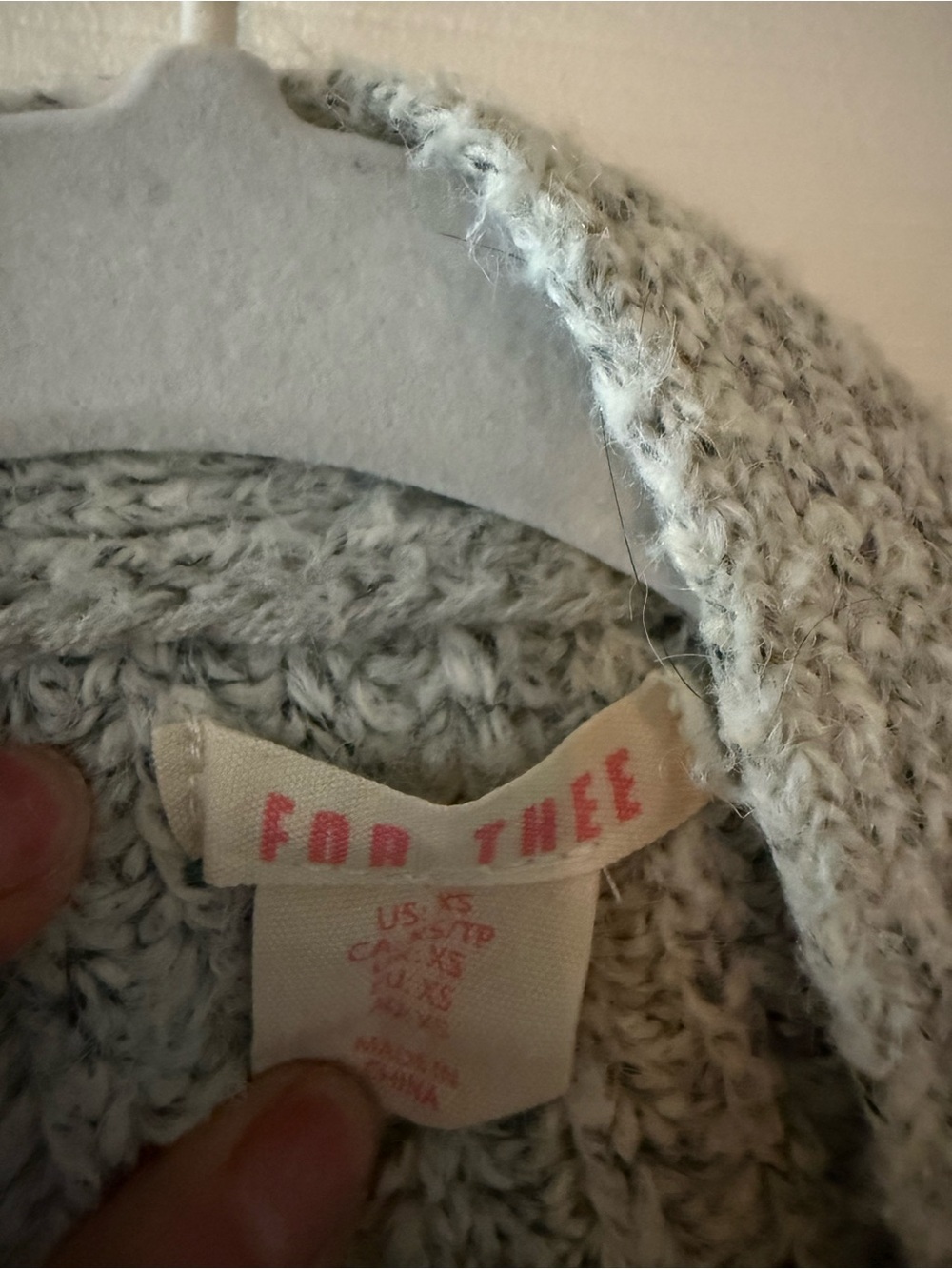 Wool/Cotton Blend Chunky Knit Cardigan - Light Gray XS - Picture 4 of 5